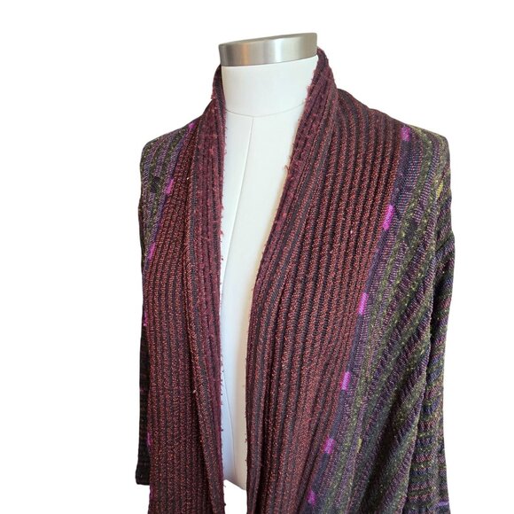 Susan Neal Handwoven Multicolor Open Front Jacket Cardigan Reversible CM2056 - Picture 4 of 16